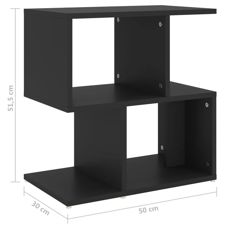 Table de chevet petit meuble d'appoint avec étagères 50 x 30 x 51,5 cm bois d'ingénierie noir DEC034495