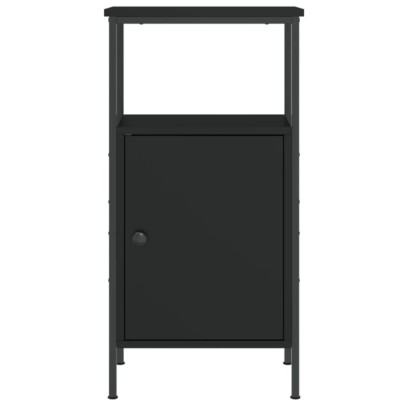 Table de chevet avec compartiment avec porte et étagère 41 x 31 x 80 cm bois d’ingénierie noir DEC034483
