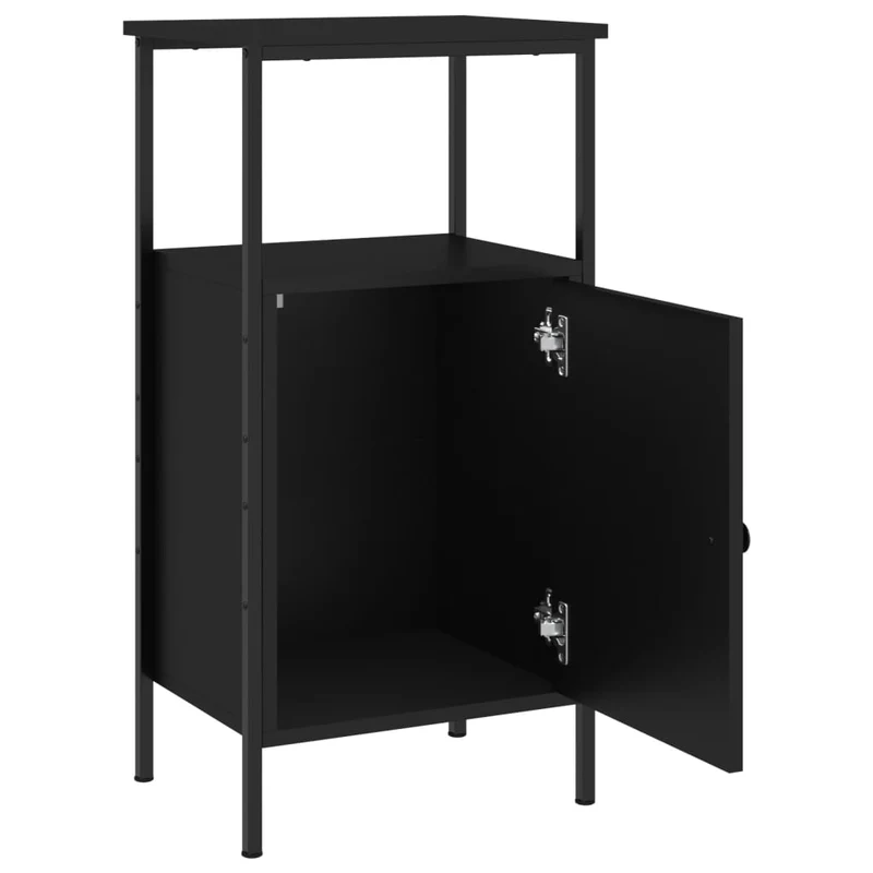 Table de chevet avec compartiment avec porte et étagère 41 x 31 x 80 cm bois d’ingénierie noir DEC034483