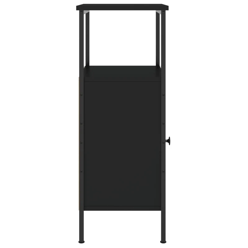 Table de chevet avec compartiment avec porte et étagère 41 x 31 x 80 cm bois d’ingénierie noir DEC034483