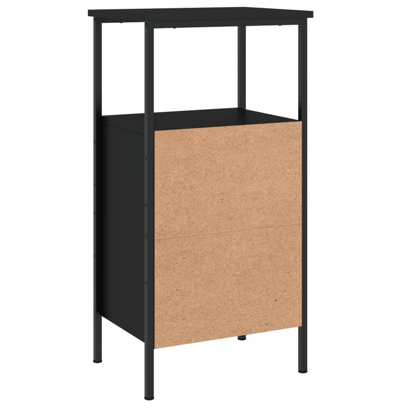 Table de chevet avec compartiment avec porte et étagère 41 x 31 x 80 cm bois d’ingénierie noir DEC034483