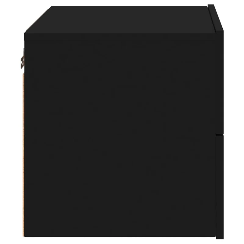 Table de chevet murale avec lumières LED et deux tiroirs 50 x 39 x 41 cm bois d'ingénierie noir DEC034202