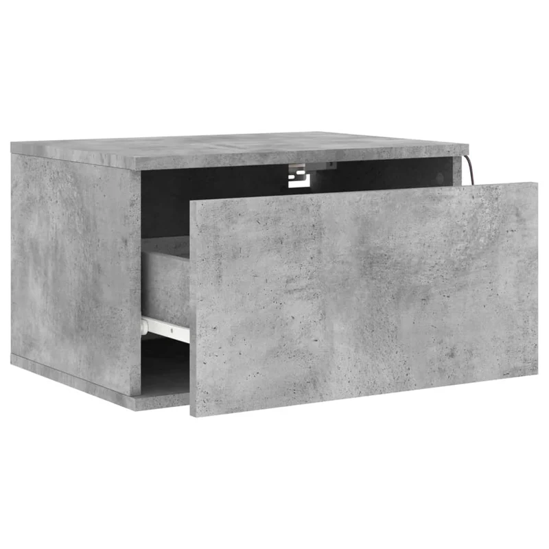 Table de chevet murale avec lumières LED avec tiroir 50 x 36 x 30 cm bois d'ingénierie gris DEC034197