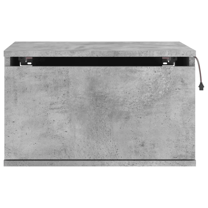 Table de chevet murale avec lumières LED avec tiroir 50 x 36 x 30 cm bois d'ingénierie gris DEC034197