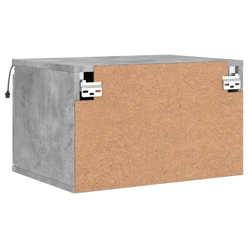 Table de chevet murale avec lumières LED avec tiroir 50 x 36 x 30 cm bois d'ingénierie gris DEC034197