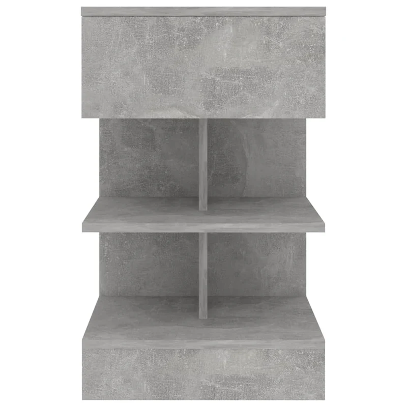Table de chevet avec étagères ouvertes et tiroir 40 x 35 x 65 cm bois d’ingénierie gris DEC034009