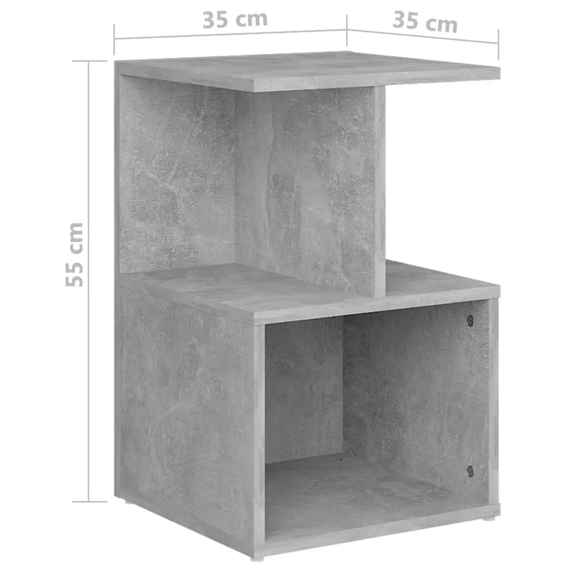 Table de chevet avec compartiment de rangement et étagère 35 x 35 x 55 cm bois d'ingénierie gris DEC033968