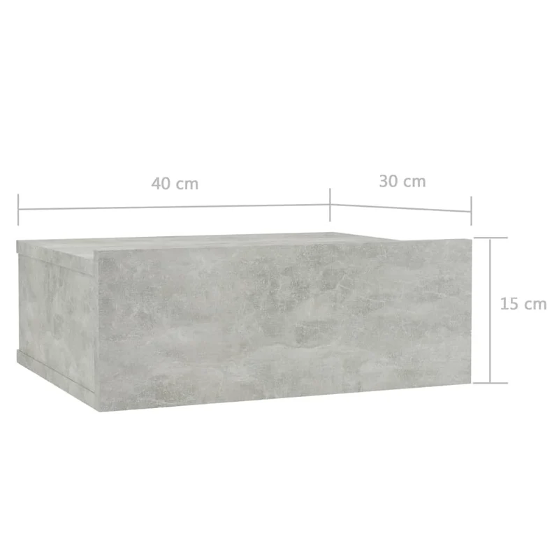 Table de chevet murale avec tiroir 40 x 30 x 15 cm en bois d'ingénierie gris DEC033927
