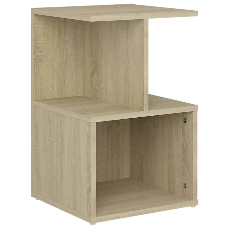 Table de chevet avec compartiment et étagère 35 x 35 x 55 cm bois d'ingénierie couleur chêne DEC033809