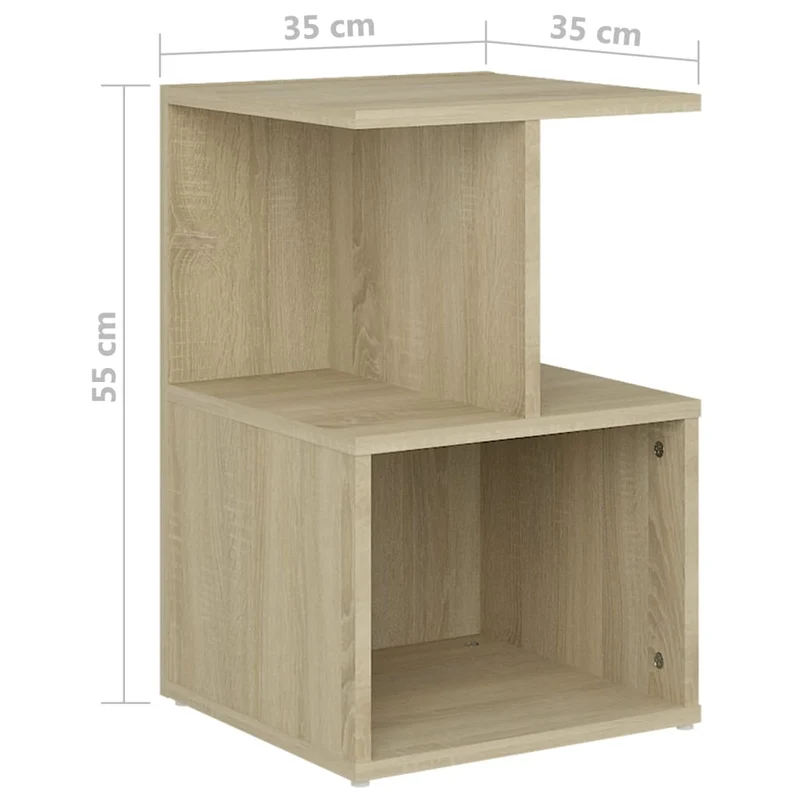 Table de chevet avec compartiment et étagère 35 x 35 x 55 cm bois d'ingénierie couleur chêne DEC033809