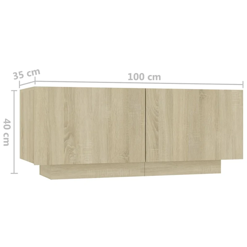 Table de chevet avec compartiments de rangement avec portes 100 x 35 x 40 cm bois d'ingénierie couleur chêne DEC033797