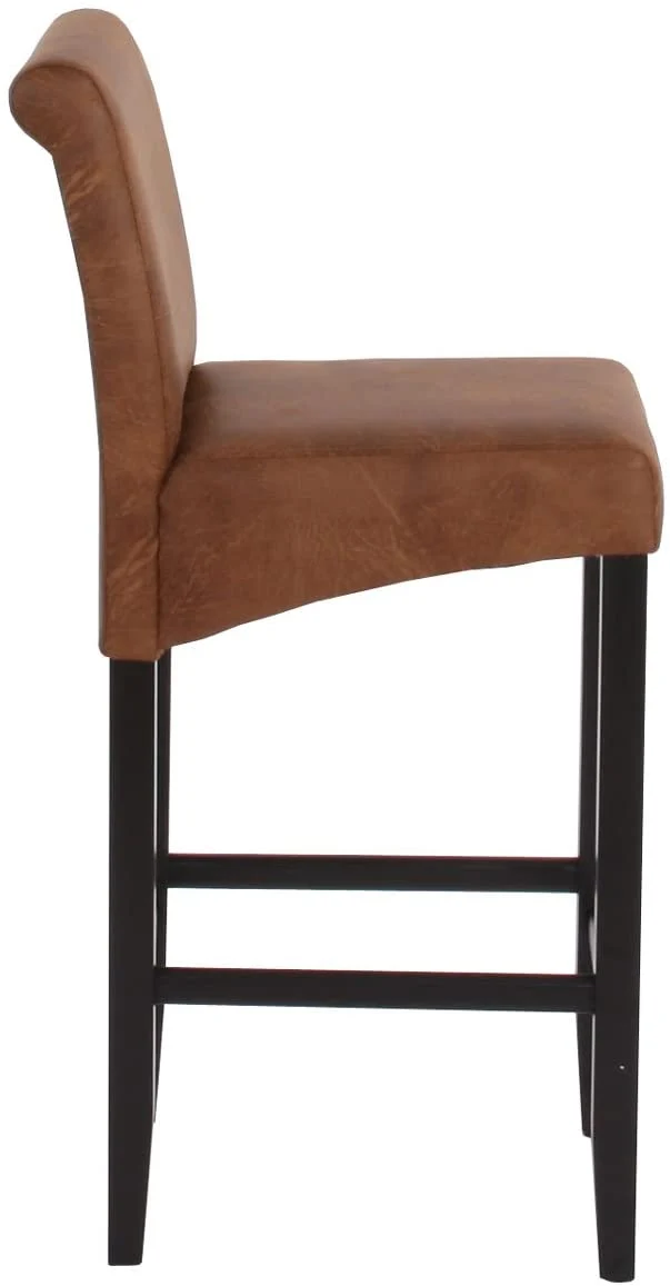 Lot de 2 tabourets de bar en synthétique aspect daim marron vieilli pieds foncé TDB04008