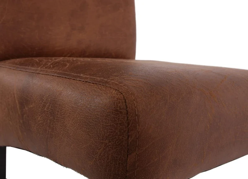 Lot de 2 tabourets de bar en synthétique aspect daim marron vieilli pieds foncé TDB04008