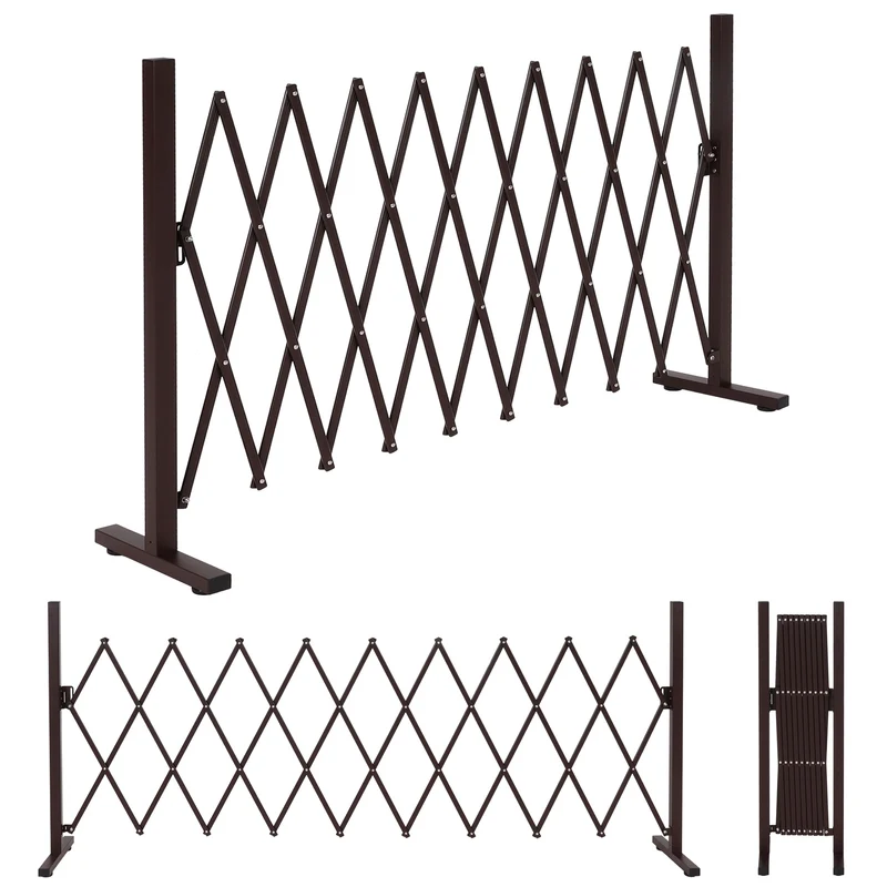Grille de barrière en aluminium grille à ciseau clôture extensible en acier 103 x 36-265 x 31 cm marron 04_0006981
