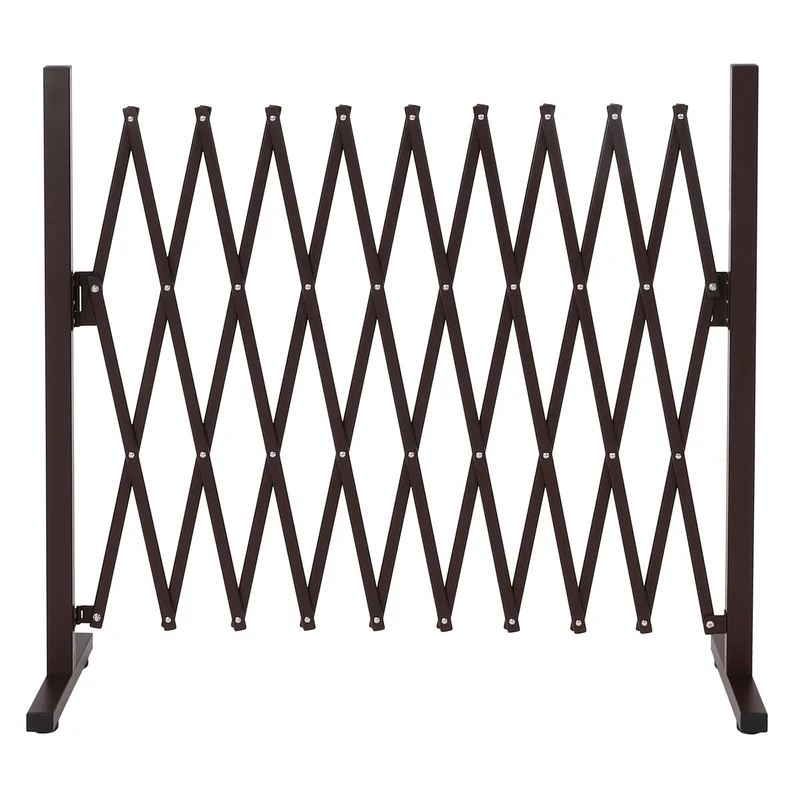 Grille de barrière en aluminium grille à ciseau clôture extensible en acier 103 x 36-265 x 31 cm marron 04_0006981