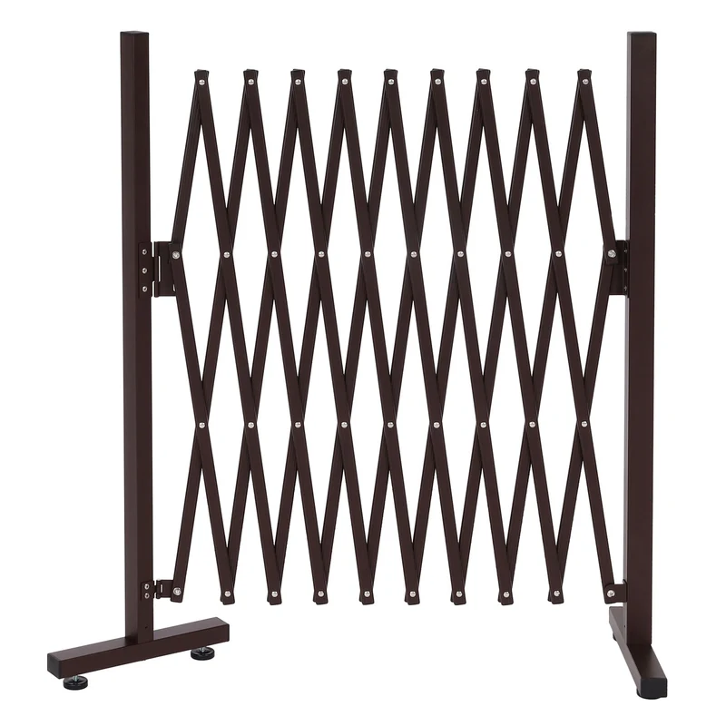 Grille de barrière en aluminium grille à ciseau clôture extensible en acier 103 x 36-265 x 31 cm marron 04_0006981