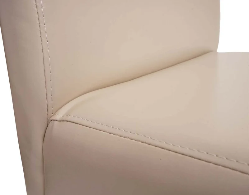 Tabouret de bar chaise haute de bar pieds en bois foncé assise en synthétique crème 04_0001237