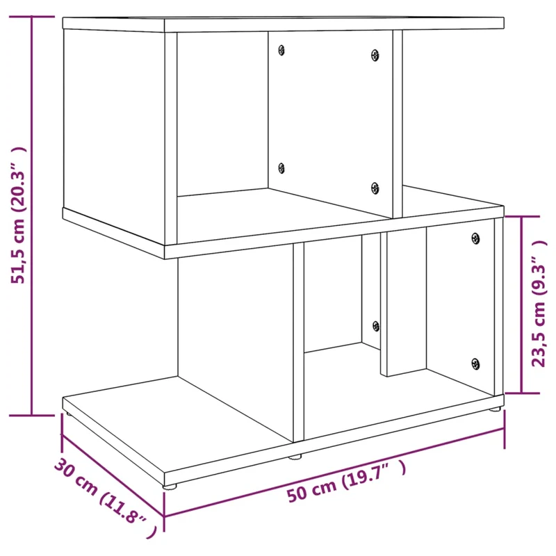 Table de chevet bout de canapé meuble d'appoint 50 x 30 x 51,5 cm bois d'ingénierie marron DEC033660