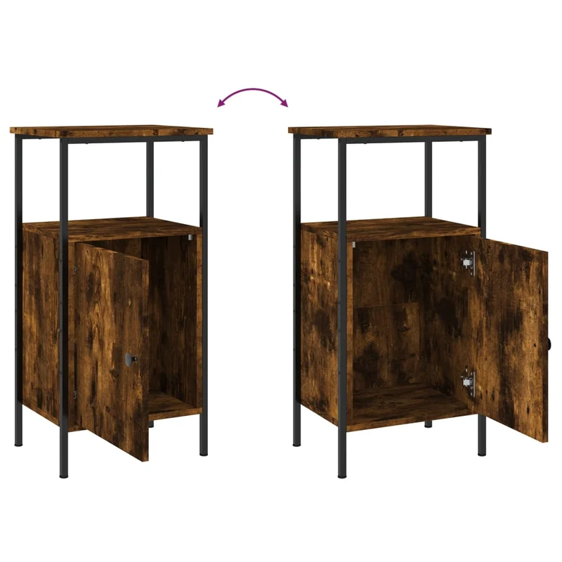 Table de chevet avec compartiment de rangement 41 x 31 x 80 cm bois d'ingénierie marron DEC033645