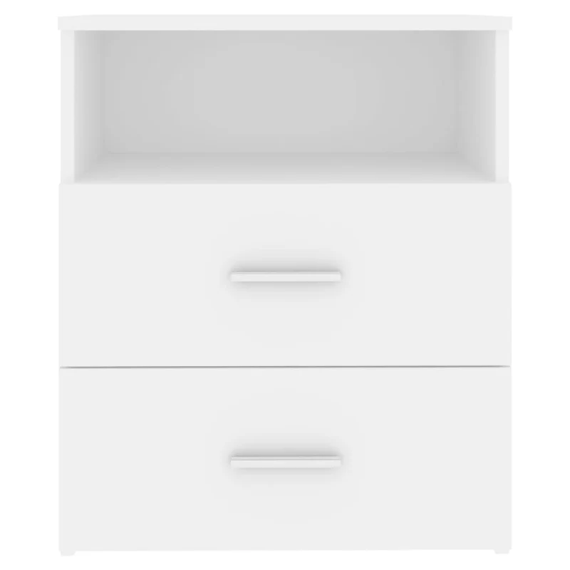 Table de chevet petit meuble d'appoint avec tiroirs 50 x 32 x 60 cm bois d'ingénierie blanc DEC033414
