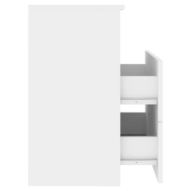Table de chevet petit meuble d'appoint avec tiroirs 50 x 32 x 60 cm bois d'ingénierie blanc DEC033414