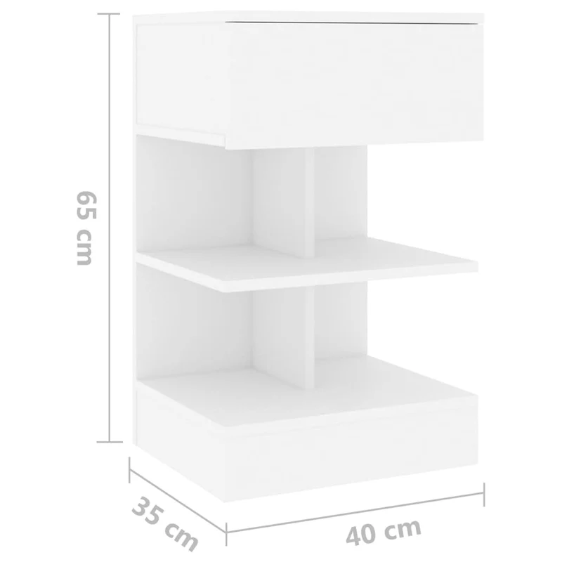 Table de chevet avec tiroir et étagère 40 x 35 x 65 cm bois d’ingénierie blanc DEC033380