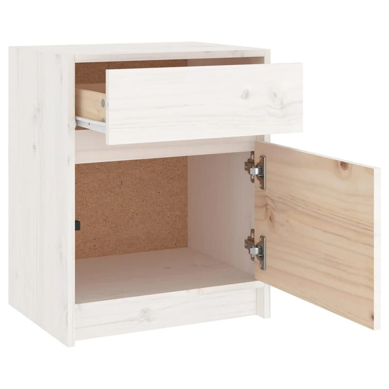 Table de chevet avec tiroir et espace de rangement 40 x 31 x 50 cm bois de pin massif blanc DEC033345