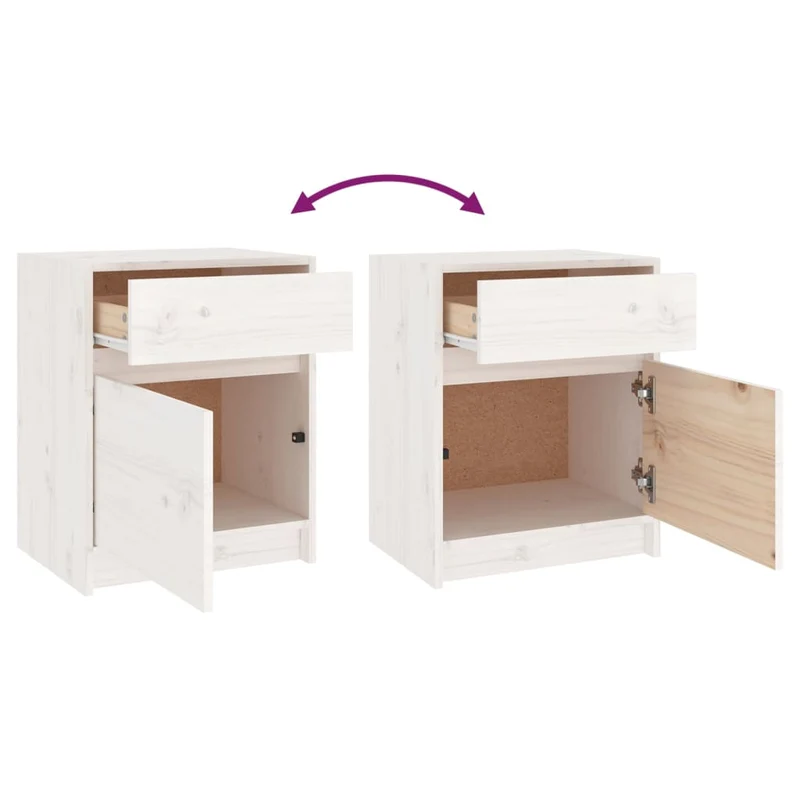 Table de chevet avec tiroir et espace de rangement 40 x 31 x 50 cm bois de pin massif blanc DEC033345