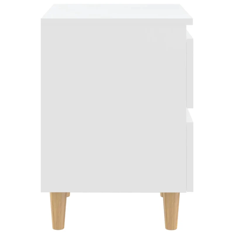 Table de chevet 2 tiroirs avec pieds en pin 40 x 35 x 50 cm bois d'ingénierie blanc DEC033258