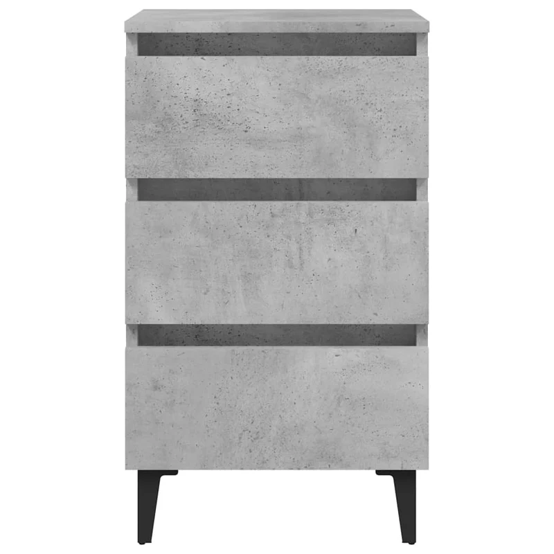 Table de chevet 3 tiroirs avec pieds en métal 40 x 35 x 69 cm bois d'ingénierie gris DEC033248