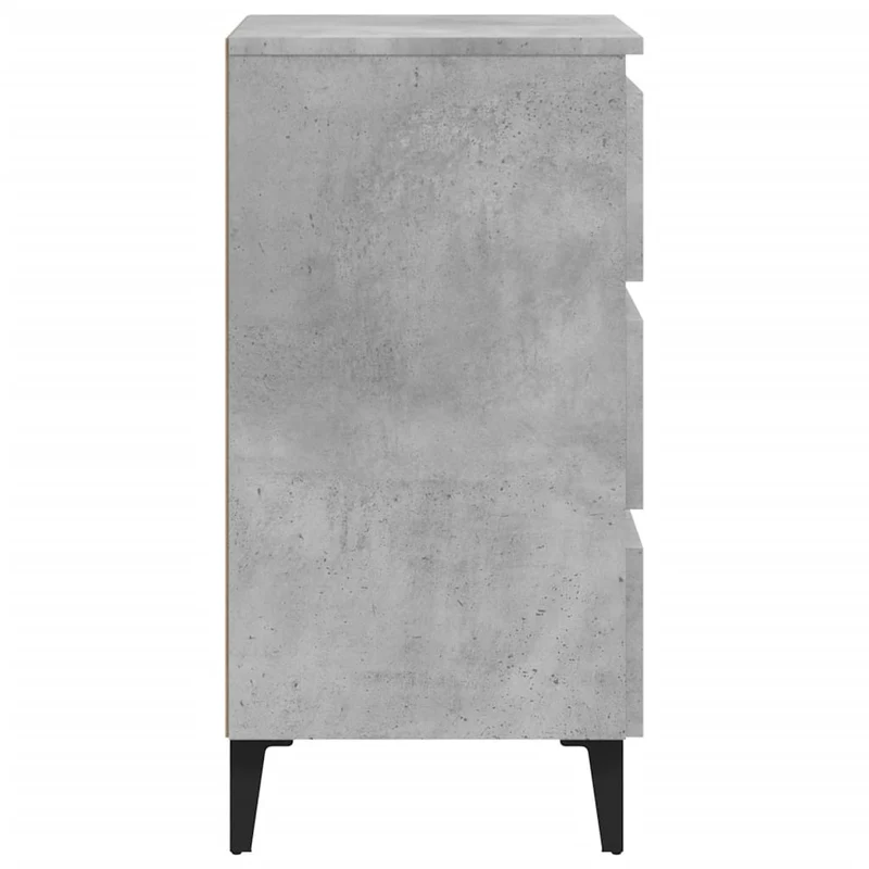 Table de chevet 3 tiroirs avec pieds en métal 40 x 35 x 69 cm bois d'ingénierie gris DEC033248