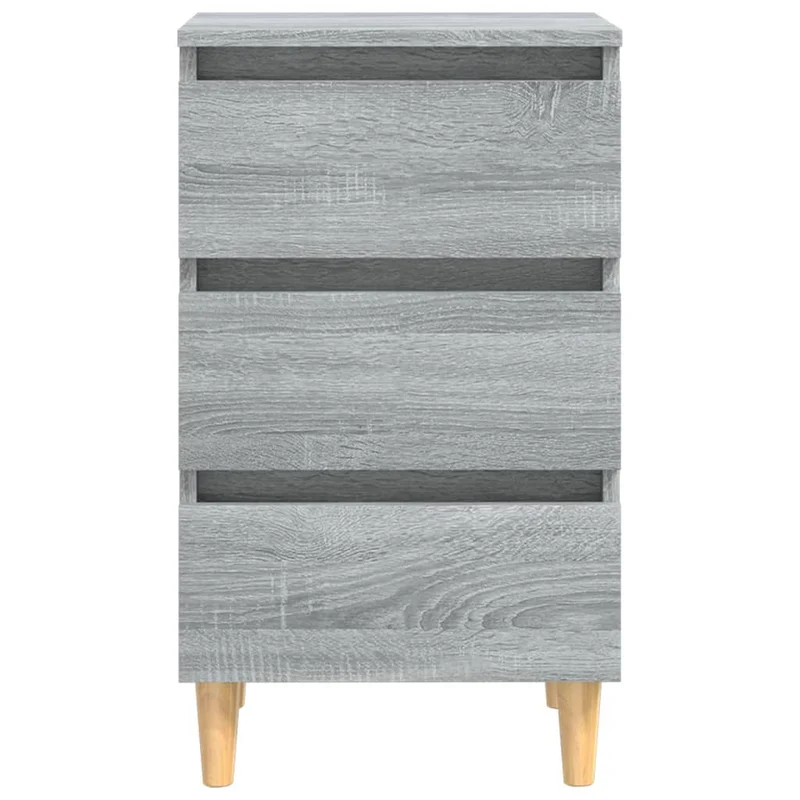 Table de chevet 3 tiroirs avec pieds en bois 40 x 35 x 69 cm bois d'ingénierie gris DEC033225