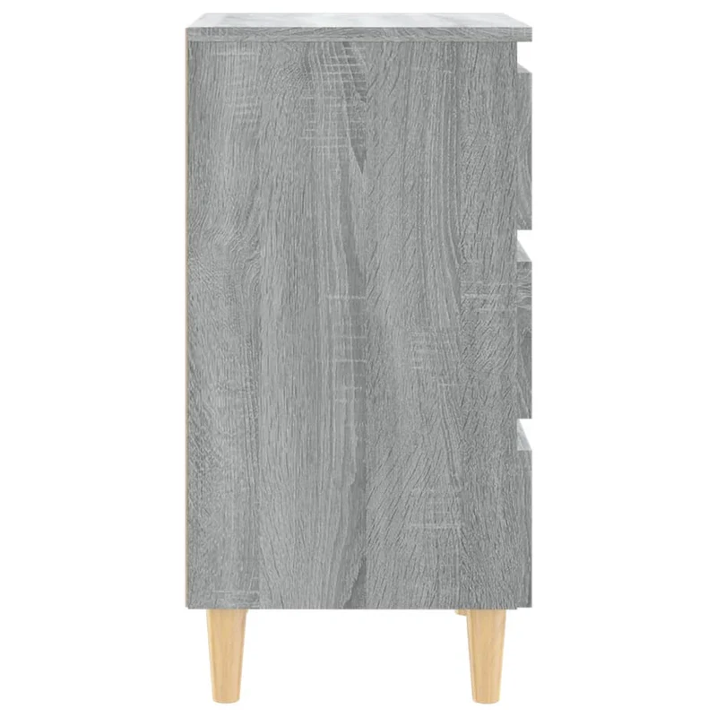 Table de chevet 3 tiroirs avec pieds en bois 40 x 35 x 69 cm bois d'ingénierie gris DEC033225