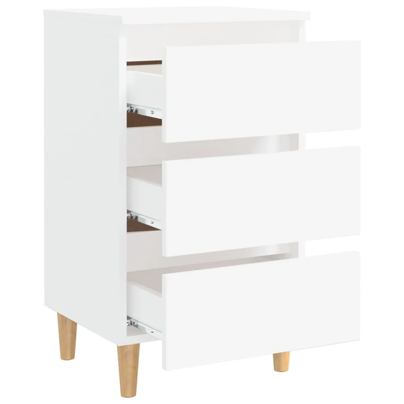 Table de chevet 3 tiroirs avec pieds en bois 40 x 35 x 69 cm bois d'ingénierie blanc DEC033219