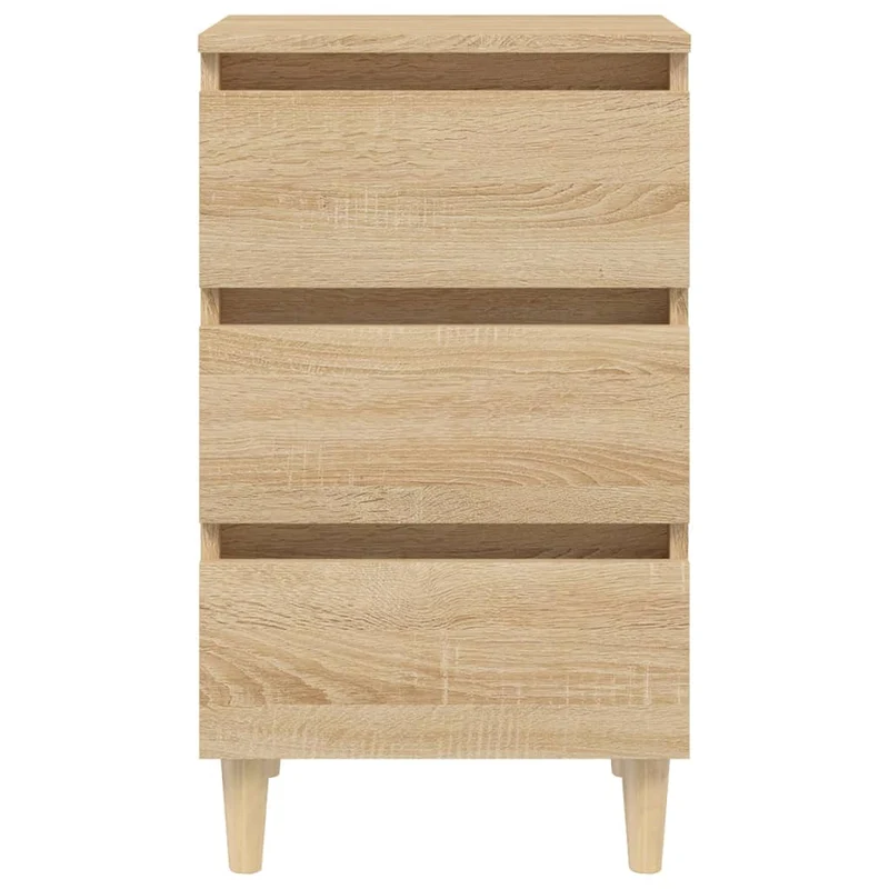 Table de chevet 3 tiroirs avec pieds en bois 40 x 35 x 69 cm bois d'ingénierie couleur chêne DEC033209