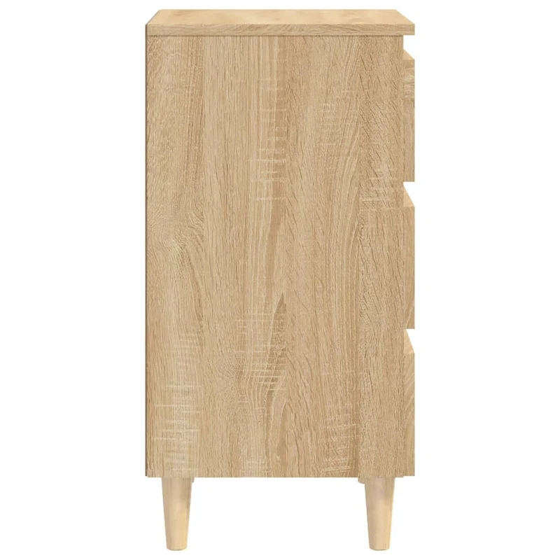 Table de chevet 3 tiroirs avec pieds en bois 40 x 35 x 69 cm bois d'ingénierie couleur chêne DEC033209