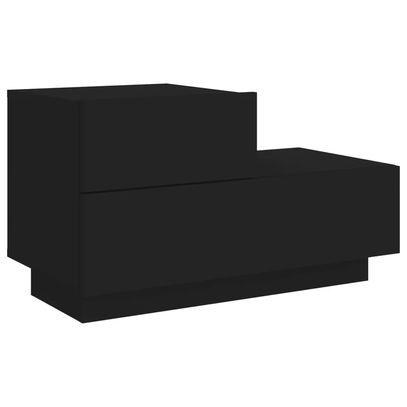 Table de chevet avec lumières LED et tiroirs 70 x 36 x 40,5 cm bois d'ingénierie noir DEC033197