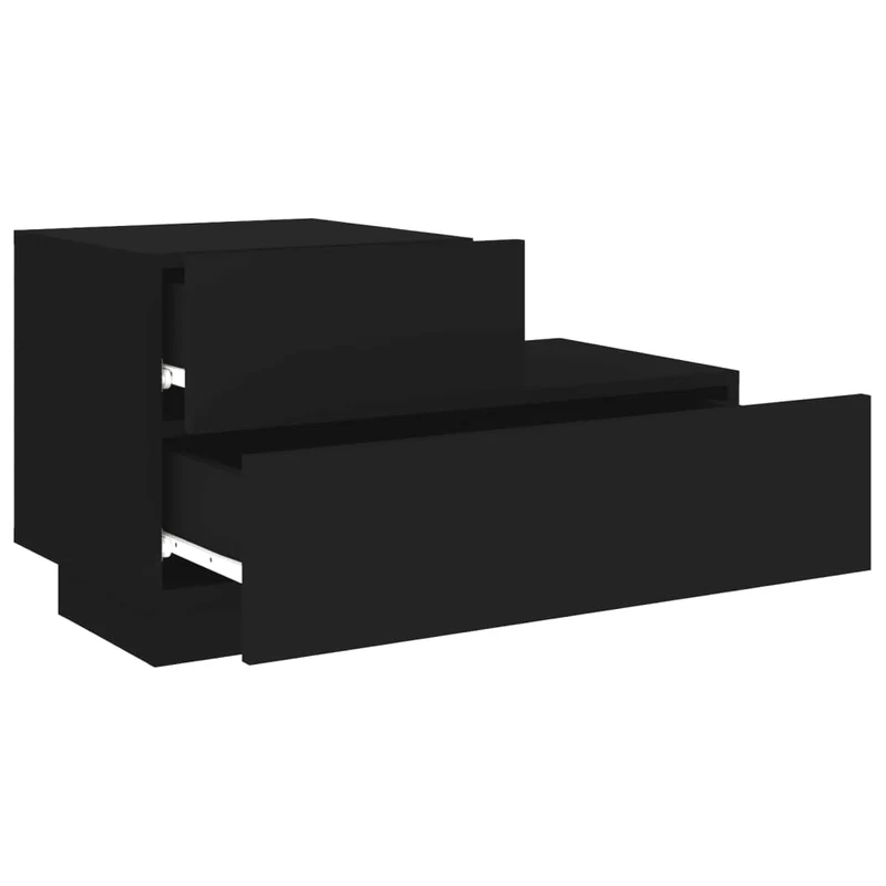 Table de chevet avec lumières LED et tiroirs 70 x 36 x 40,5 cm bois d'ingénierie noir DEC033197