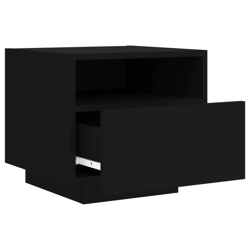 Table de chevet avec lumières LED avec tiroir 40 x 39 x 37 cm bois d'ingénierie noir DEC033195