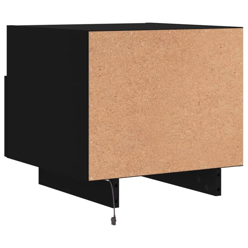 Table de chevet avec lumières LED avec tiroir 40 x 39 x 37 cm bois d'ingénierie noir DEC033195