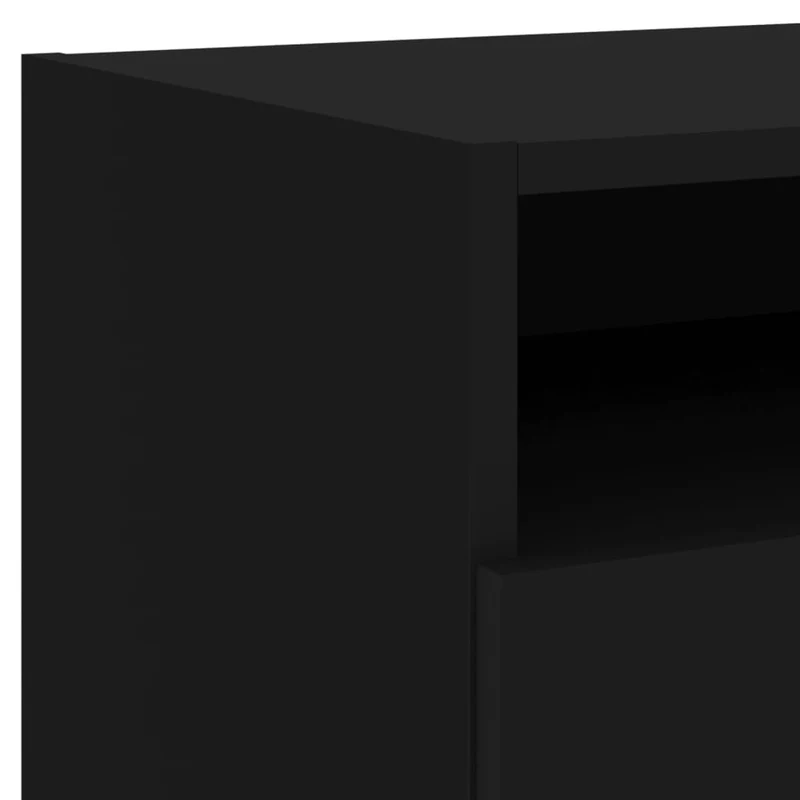 Table de chevet avec lumières LED avec tiroir 40 x 39 x 37 cm bois d'ingénierie noir DEC033195