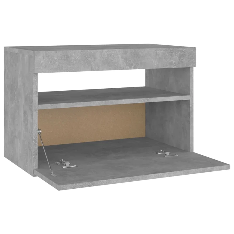 Table de chevet avec lumières LED et compartiment de rangement 60 x 35 x 40 cm bois d'ingénierie gris DEC033192
