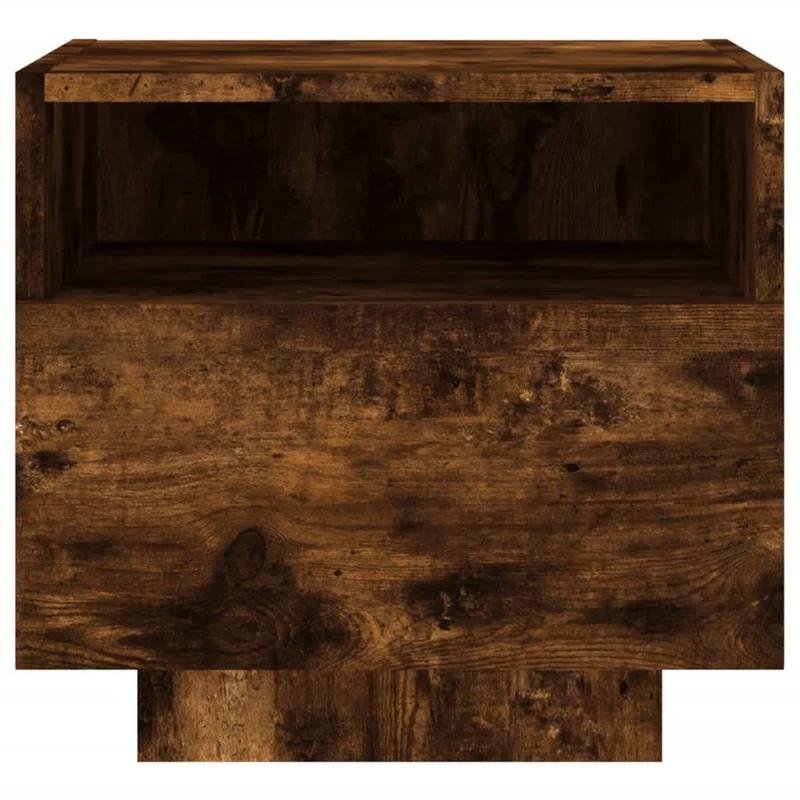 Table de chevet avec lumières LED et tiroir 40 x 39 x 37 cm bois d'ingénierie marron DEC033175