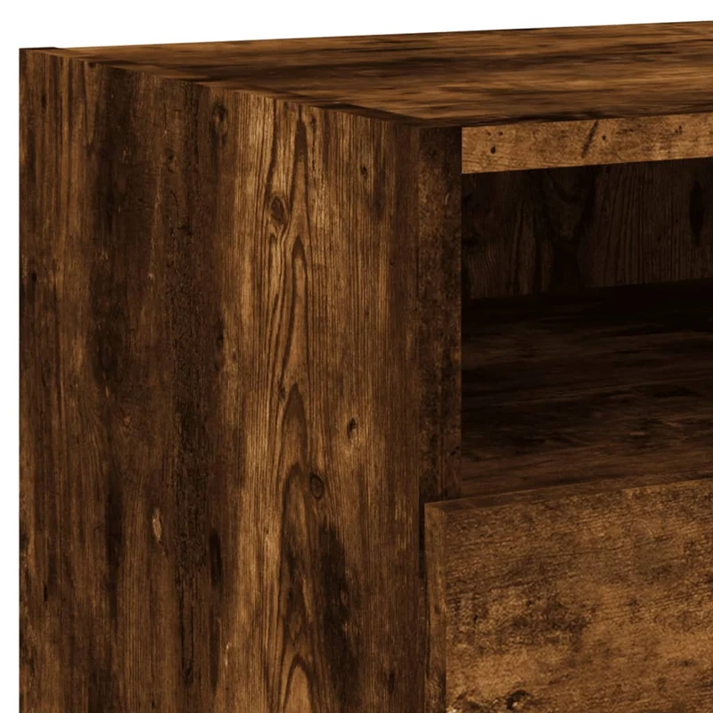 Table de chevet avec lumières LED et tiroir 40 x 39 x 37 cm bois d'ingénierie marron DEC033175