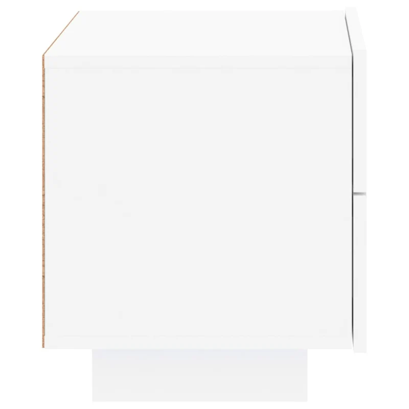 Table de chevet avec lumières LED avec espace de rangement 70 x 36 x 40,5 cm en bois d'ingénierie blanc DEC033172
