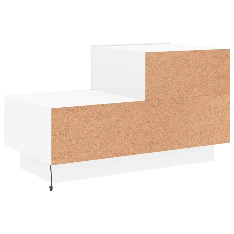 Table de chevet avec lumières LED avec espace de rangement 70 x 36 x 40,5 cm en bois d'ingénierie blanc DEC033172