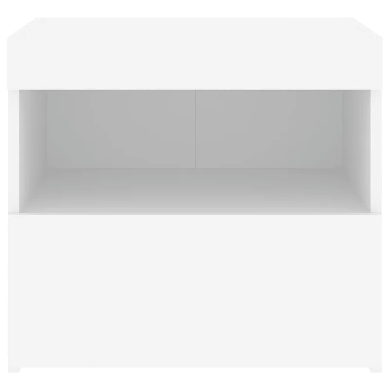 Table de chevet avec lumières LED avec tiroir 50 x 40 x 45 cm bois d'ingénierie blanc DEC033170