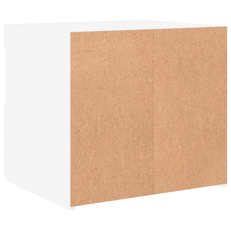 Table de chevet avec lumières LED avec tiroir 50 x 40 x 45 cm bois d'ingénierie blanc DEC033170