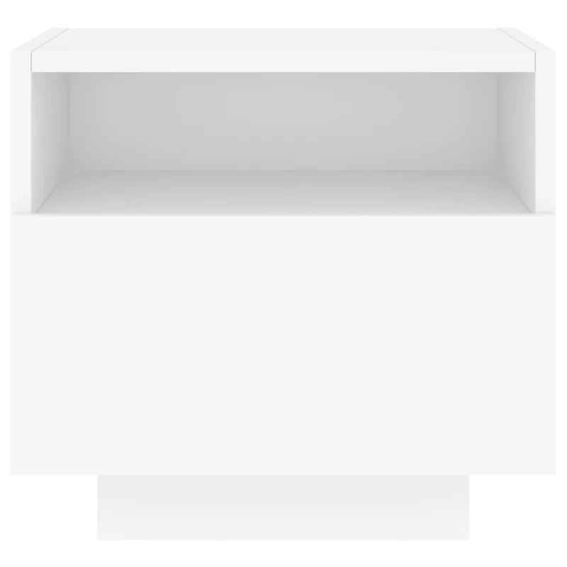 Table de chevet avec lumières LED avec tiroir 40 x 39 x 37 cm bois d'ingénierie blanc DEC033169