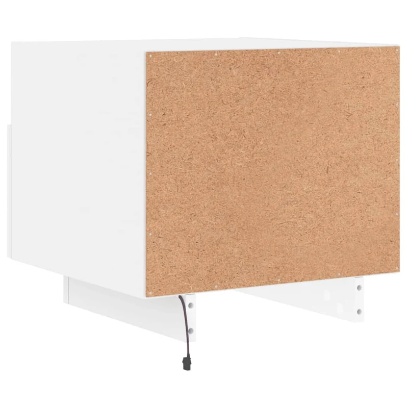 Table de chevet avec lumières LED avec tiroir 40 x 39 x 37 cm bois d'ingénierie blanc DEC033169